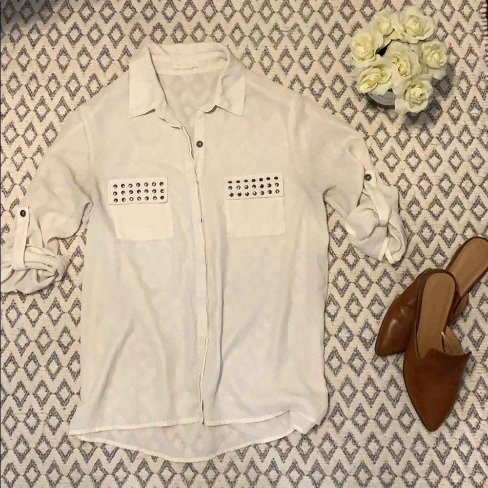 White shirt with metal studs